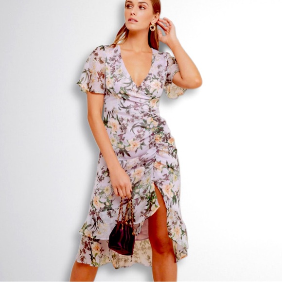 ASTR The Label Cinched Floral Mermaid Dress Sz. Large - Picture 2 of 13